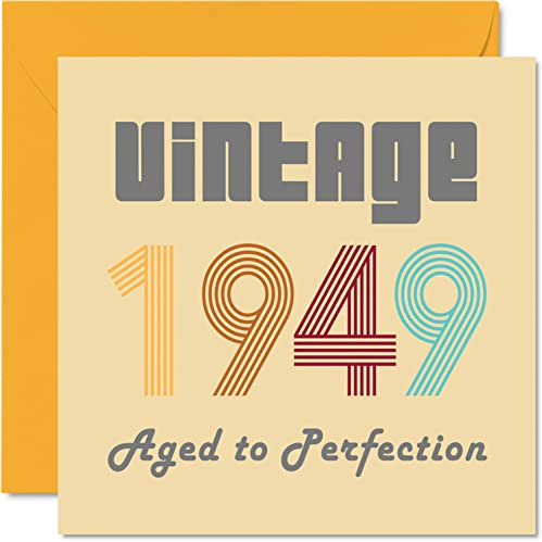 Geburtstagskarten zum 75. Geburtstag für Männer und Frauen – Vintage 1949 Aged To Perfection – 75 Geburtstagskarten Lustig für Sie und Ihn 145 mm x 145 mm Glückwunschkarten