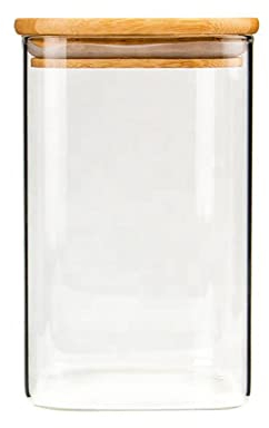 wisefood Vorratsgläser 1000 ml 3er-Set luftdichte Aufbewahrungsbehälter inkl. Schaufel, lebensmittelechte Glasbehälter, Vorratsdosen aus Borosilikatglas mit Bambusdeckel