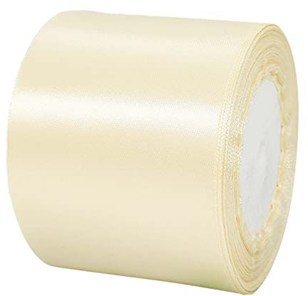 POPOYU Ruban Satin Blanc Ivoire 8cm de Large,23m Ruban Cadeau,Ruban Couture pour Gros Noeud Cadeau,Ruban Satin Soie pour Décoration Mariage,l'artisanat Décoration Maison,Fête Gâteau,Emballage Gâteau