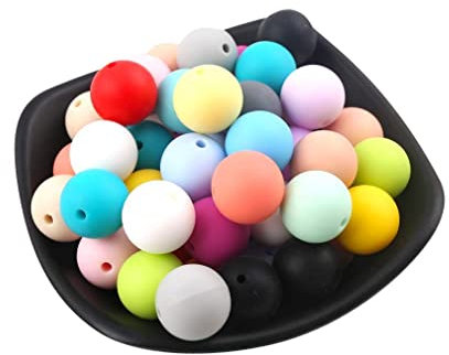 Perline Tonde in Silicone 15mm 50pc Perle Sciolte del Silicone per il Braccialetto Della Collana di DIY