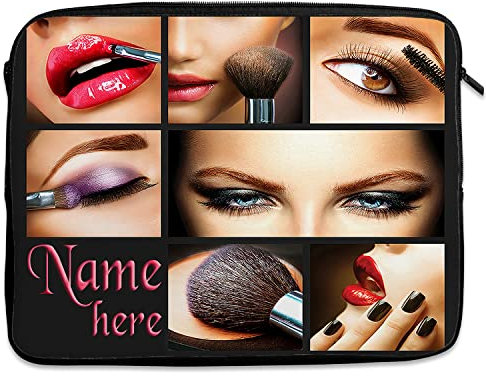 Personalised Beauty Salon Tablet Sleeve Laptop Case Adults iPad Zip Pouch Protective Carry Travel Bag Make Up Birthday Gift SH163 (Small 7 - 10)