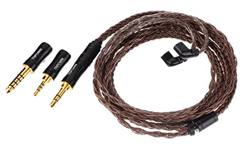 Linsoul Tripowin Amber 32AWG OFC Oxygen Free Cable HiFi IEM Kabel mit Austauschbarem 2.5mm/3.5mm/4.4mm Stecker, PVC Hülse Ersatzkabel für Audiophile(Vertieft 2polig)