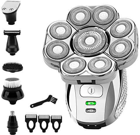 Glatzen Rasierer, CestMall 9D Rasierer Herren Elektrisch 6-in-1 Glatzenrasierer Herren Kopfrasierer Glatze Elektrorasierer Nass und Trockenrasierer, Gesichts- und Kopfrasierer für Herren Pflege Kit