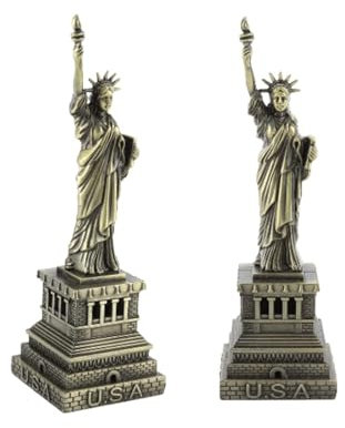 Cyrank Freiheitsstatue, 2Pcs handgemachte Metall Antike Messing Statue der Freiheit Replica Artware Modell Dekoration 6 Zoll New York Souvenirs Sammelfigur Statue