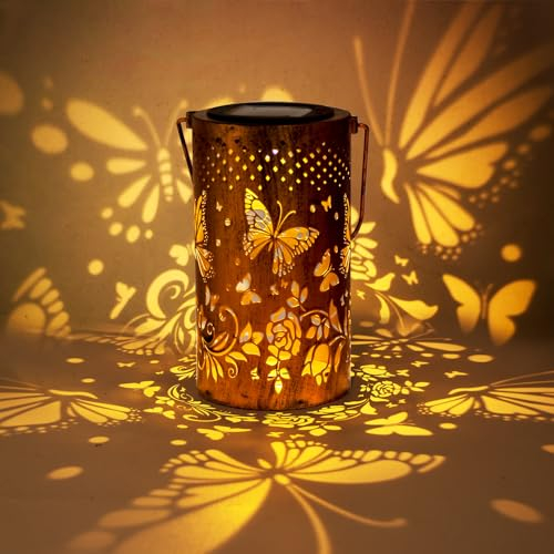 Birthday Gifts for Women, Solar Garden Ornaments Outdoot Butterfly Solar Lanterns Garden Decorations Lights, Perfect Butterfly Gifts for Women Mum Grandma, Birthday Presents Unique