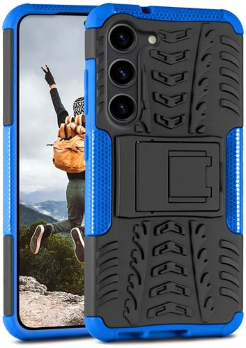 ONEFLOW Tank Case für Samsung Galaxy S23 Plus Hülle Outdoor, stabile Panzerhülle mit Kamera und Display Schutz, sichere Handyhülle, TPU Handy Schutzhülle mit Ständer, Blau Schwarz