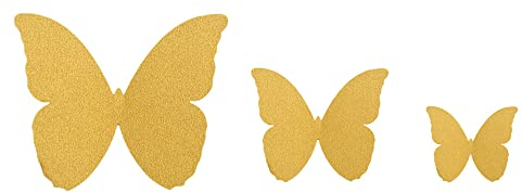 48 Stück 3D Schmetterling Wandaufkleber Abnehmbar Schmetterling Aufkleber Wandtattoos,für Heim Hochzeit Dekor Wohnzimmer Kinder-zimmer Mädchen Küche Fenster Möbel Party Wand-Tisch-Deko,Gold