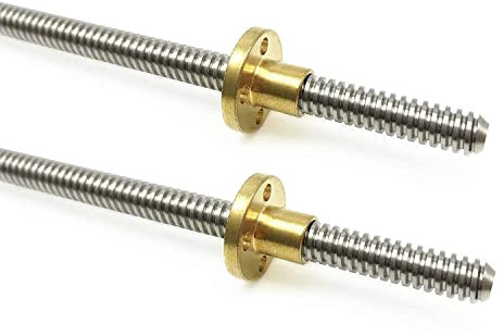 2 pezzi 200 mm Tr8x2 vite filettate con dado in ottone T8 (Acme, pendenza di 2 mm, 1 inizio, pendenza di 2 mm) per stampante LCD DLP SLA 3D asse Z e macchina CNC (200 mm, TR8X2)
