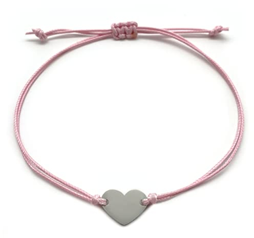 Armband Herz für Damen - Handmade Armbändchen - Armkette mit Herzchen für Frauen & Mädchen - Geschenk Freundschaftsband Freundin (Rosa)