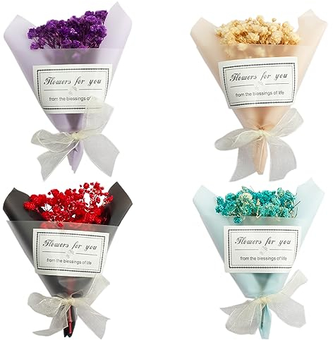 4 Racimos Flores Secas, Flores Secas Naturales, Flores Secas Manualidades, Flores Secas Mezcladas Juego, Flores Secas Decoracion, Flores Preservadas Naturales, Para Joyería Manualidades, DIY