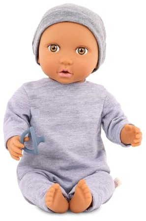 LullaBaby - Baby Puppe - Einteiler & Mütze - 36 cm Realistische Baby-Puppe - Haselnussbraune Augen & weicher Körper - Pretend Play Spielzeug - Kinder 2 Jahre +