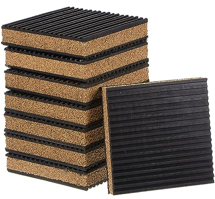 sourcing map 8pcs Rubber Anti Vibration Pads 4 x 4 x 7/8 Isolation Vibration Absorbing Pad Damping Mat Anti-Skid Noise with Cork Center for Air Compressor Conditioner Treadmill Washer