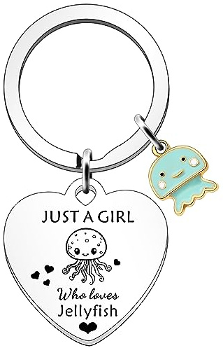 SDOFY Quallen Geschenke für Mädchen Quallen Geschenke Quallen Schlüsselanhänger Quallen Liebhaber Geschenk Just A Girl Who Loves Qualle, silber, One size