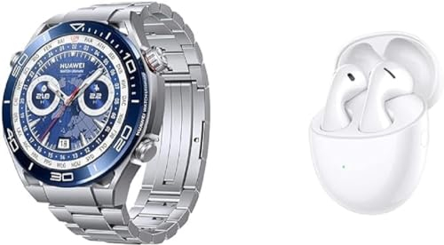 HUAWEI Watch Ultimate Smartwatch, 1.5 Inch LTPO AMOLED Display, Sapphire Dial, 100 m Diving Technology, New Expedition Mode, 24/7 Health Management, Deep Sea Blue + FreeBuds 5