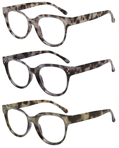 Vecien Lesebrille 3 Packung Presbyopie Groß Rahmen klar Linse Federscharniere 91039