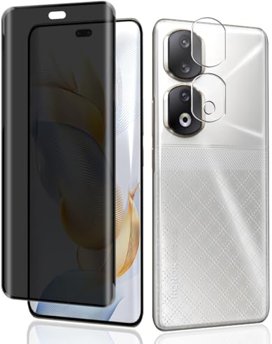 Teenrpov [1+1 Pièces Verre Trempé pour Honor 90 Pro Anti-Espion Protection Écran + Caméra Verre Trempé,9H Dureté Privacy Film Protecteur D'écran pour Honor 90 Pro