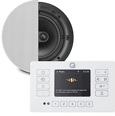 Systemline Q Acoustic E120 White DAB+ Digital Radio and Bluetooth Ceiling Speaker System - Touch Screen Wall Panel 1 x QI65CST