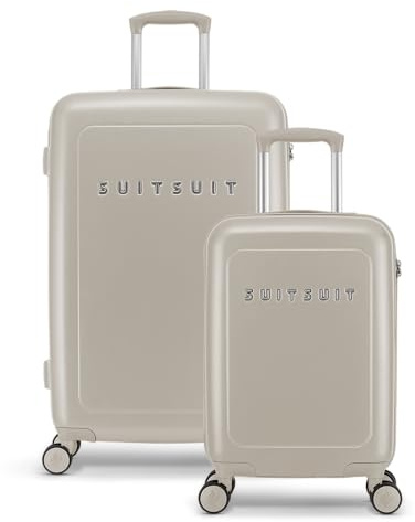 SUITSUIT Kofferset 2 teilig - Handgepäck Koffer - Reisekoffer Groß - Koffer Leicht - Hartschalenkoffer mit TSA-Schloss - Natura Bleached Sand