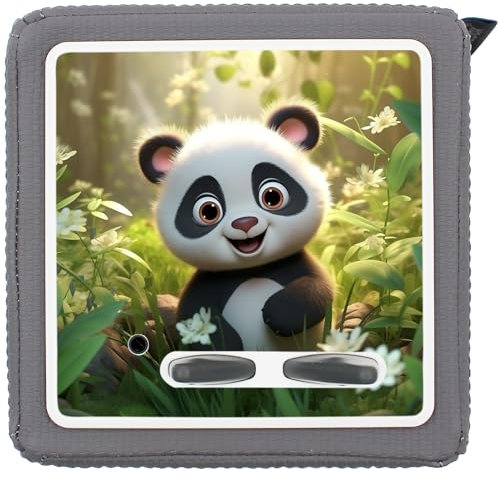 yabaduu Schutzfolie Süße Tiere kompatibel mit Toniebox Lauscher Station Aufkleber personalisierbar Zubehör für Kinder Spielzeug passgenau selbstklebend Y031 (Nr. 76 Panda, Ohne Wunschname)