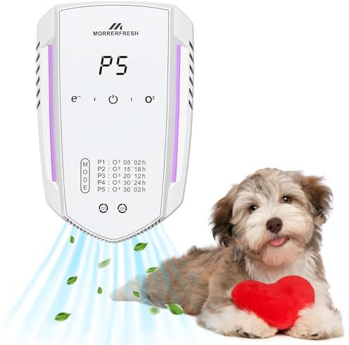 Morrerfresh Cat Litter Deodorizer 99% Pets Poof Odor Eliminator Air Purifier Ozone Odor Removal Air Freshener for Home & Pets Litter Box Room Wardrobe Shoe Cabinet Toilet White