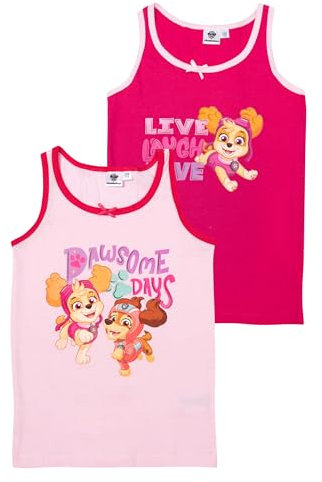 Paw Patrol Unterhemd für Mädchen - Kinder Tank Top Hemdchen Unterwäsche Rosa/Pink (2er Pack) (DE/NL/SE/PL, Numerisch, 110, 116, Regular, Rosa/Pink)