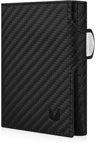 MAGATI Slim Wallet ohne Münzfach, RFID-Schutz - Mini Geldbörse Herren & Damen klein - il Santo Kartenetui - Kartenhalter Einkaufswagenchip-Fach Portemonnaie - Geldbeutel, Carbon