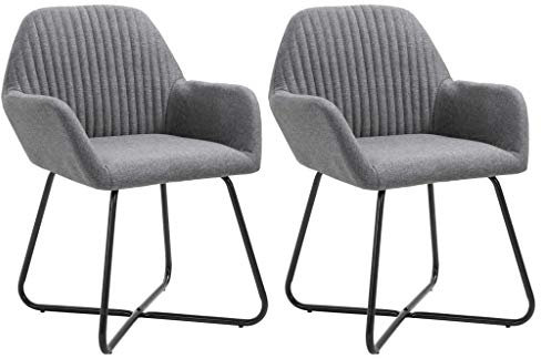THOYTOUI Esszimmerstühle 2 STK. Gaming-Stuhl Küchenstühle Lounge Sessel Esstisch stühle Geeignet für Schlafzimmer Aufenthaltsraum Speisesaal Atelier Dunkelgrau Stoff