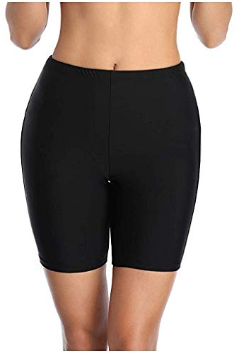 BOTCAMit Reißverschluss Badeanzug Bottoms Damen Hosen Bauchkontrolle Tankinis Set Uhr Skater (Black, XL)