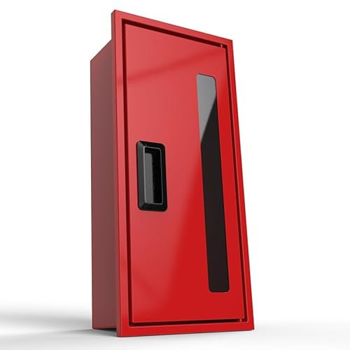 Feuerlöscher-Schrankgröße M 45 * 17 cm | Feuerlöscher Wandhalterung Aufbewahrung Rot | Aluminium Feuerlöscher-Schrank | Feuerlöscher-Box für den Innen- und Außenbereich.