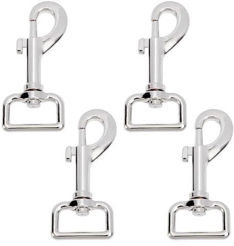 4 mosquetones con articulación giratoria, ganchos de acero inoxidable con articulación giratoria para collar de perro, mosquetón resistente, correa de perno, mosquetón giratorio