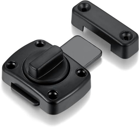 Wocoe 4 Packs Black Rotating Bolt Latch: Secure Door Locks for Home Safety, Multipurpose Use for Pet Access, Furniture, Windows, Bathrooms, and Storage Solutions