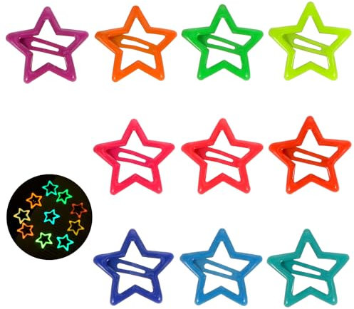 Kawaii Bunte Stern-Haarspangen für Mädchen - Leuchtende Haarspangen mit Druckknöpfen - Stern-Haar-Accessoires im Dunkeln}For HTML formatting