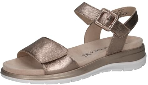 CAPRICE Damen Sandalen flach aus Leder mit Klettverschluss