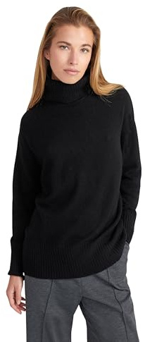 Style & Republic Damen Rollkragenpullover mit Oversize-Passform aus 100% Kaschmir, stilvoller Premium-Cashmere-Strickpullover mit Turtleneck für Herbst und Winter - Black M