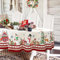 Ovale Weihnachtstischdecke, Weihnachtsmann, Schneemann, Schneeflocke, Lebkuchenmann, Weihnachten, Polyester, wasserdicht, knitterfrei, langlebig, Tischdecke für Urlaub, Küche, Winter und