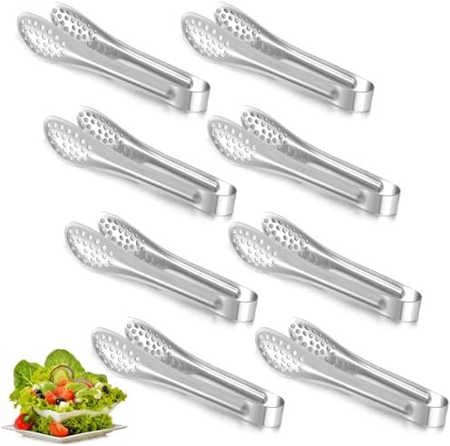 8St Edelstahl Servierzange Klein 6 Zoll Servierzange Buffet Edelstahl Kochzange Zange Küche Zange Küchenzangen Essen Kochzange Fleischzange Küchenzange Set Grillzange für Hochzeit Party Bar Buffet Bbq