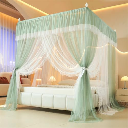 WLCNYL Copriletto Matrimoniale con zanzariera, copriletto Antipolvere e ringhiere in Acciaio Inox, romantiche Tende Decorative in Camera da Letto