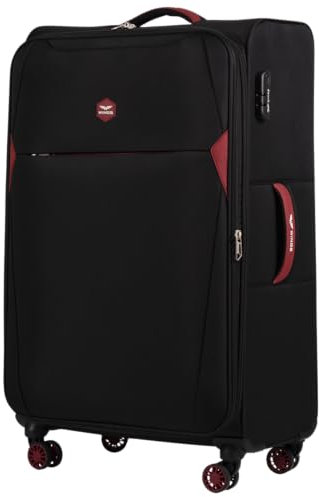 Wings Koffer Weichschale Stoffkoffer - Leichter Weichschalenkoffer mit 4 Rollen Dipper 28 Weicher Koffer 110L Schwarz mit TSA-Schloss und 360°-Doppelrollen