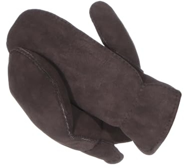 Harrys-Collection Unisex Fäustlinge aus Lammfell, dunkelbraun, XL | echtes Veloursleder außen, atmungsaktiv, temperaturregulierend, weiches Innenfutter, Fausthandschuhe für den Winter