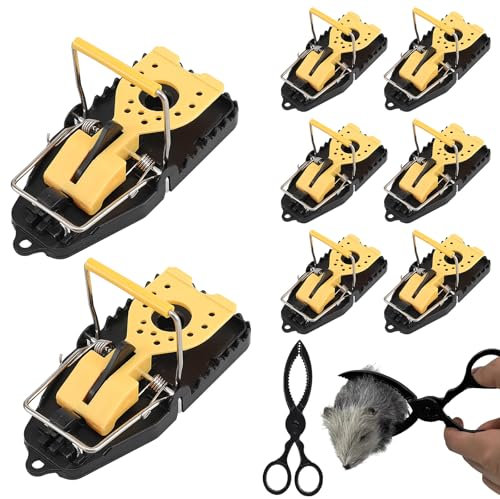 8er Set Mausefallen, Wiederverwendbare Kunststoff-Schlagfallen — für Mäuse innen & außen — sicher & hygienisch (Nicht geeignet für Ratten)