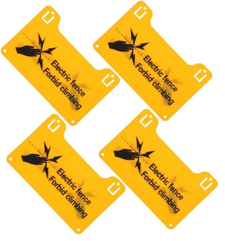 CANIGHT Electric Fence Caution Boards 4 Pack Warning Safety Signs for High Voltage