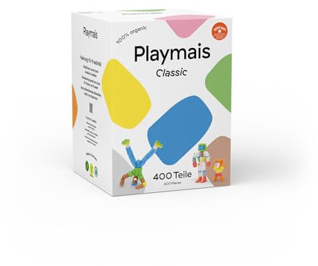 Playmais Basic 400 | 400 Teile | Bastelset | natürliches Spielzeug | inkl. Schwämmchen & Bastelmesser | vegan, verantwortungsvoll & sicher für Kinder & Umwelt | ab 3 Jahren