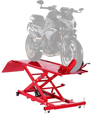 VEVOR Cric de Moto avec Capacité de Charge 453,6 kg, Pont Élévateur Hydraulique Hauteur de Levage 21,8-78,7 cm, Table Élévatrice pour Moto Mobile Flexible à 360°, pour Entretien Réparation Quad VTT