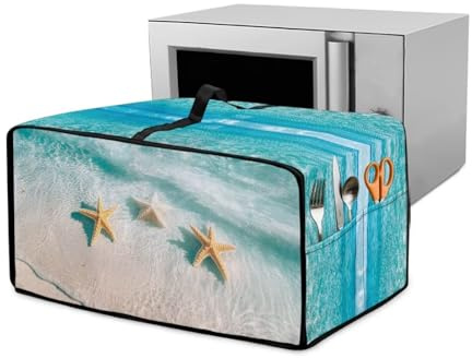 Wanyint Toaster Backofen Abdeckhaube Größe L (57cm Breite) - Dekostoff für Mini-Backöfen, stilvolles Heimküchenzubehör, Strand Meer Seestern