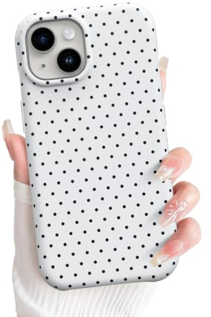 EYZUTAK Magnetisch für iPhone 13/iPhone 14 Hülle Kompatibel mit MagSafe, Mode Niedliche Polka Dot Handyhülle Einfach Chic Aesthetic Polka Dot Muster Schlanke TPU Schutzhülle für Frauen Mädchen - Weiß