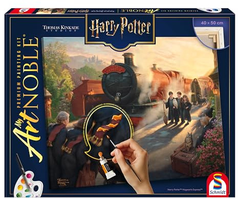 Harry Potter Hogwarts Express: My Artnoble® Thomas Kinkade | Premium-Malset mit vorgedruckter Leinwand und Acrylfarben