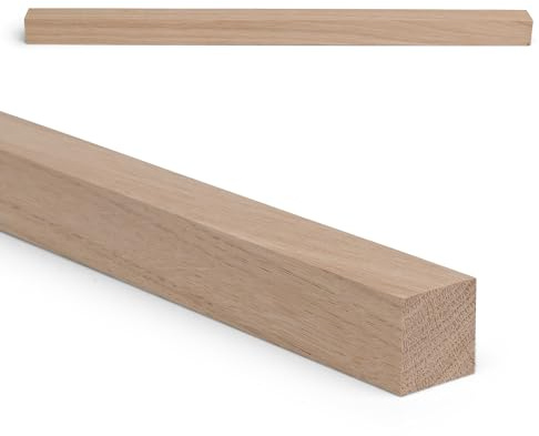 Woodsellers Holzleiste Eiche gehobelt [Massivholz & verleimfertig] – Eichenholz Leiste technisch getrocknet 10–12%, allseitig gehobelt, naturbelassen – für Möbelbau & Innenausbau (20x20x1000mm)