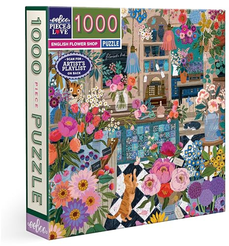 Eeboo Puzzle mit 1000 Teilen, englisches Blumengeschäft, Puzzle für Erwachsene, 1000 Teile aus Karton, Puzzle-Größe 58,4 cm x 58,4 cm