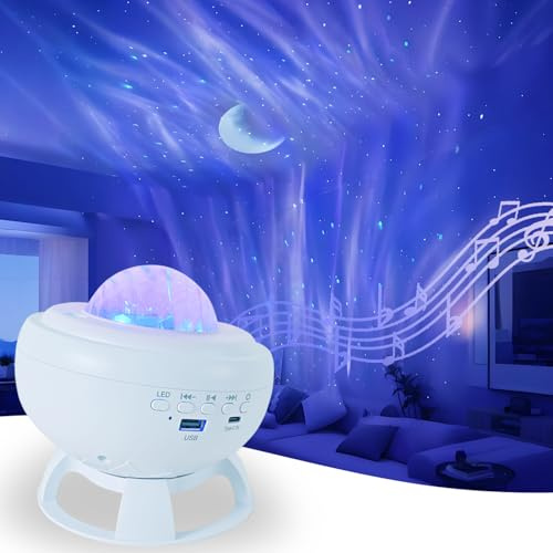 Anmossi Proiettore Stelle Soffitto, 8 Colori, Bluetooth Musica, Ricaricabile, 360° Rotazione, Luce Notturna LED per Camera da Letto, Regali per Bambini e Adulti, Arredo Casa