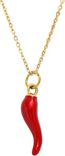 LAMGUL Accessoires Bunte italienische Horn-Halskette aus 925er-Sterlingsilber für Damen und Herren, Halskette – italienischer Horn-Anhänger, Chili-Pfeffer-Halskette, italienische Pfeffer-Halskette zum